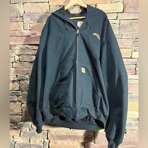 Carhartt Men's J131-Black Hooded Ravon Cotton-Canvas Jacket 2XL Tall